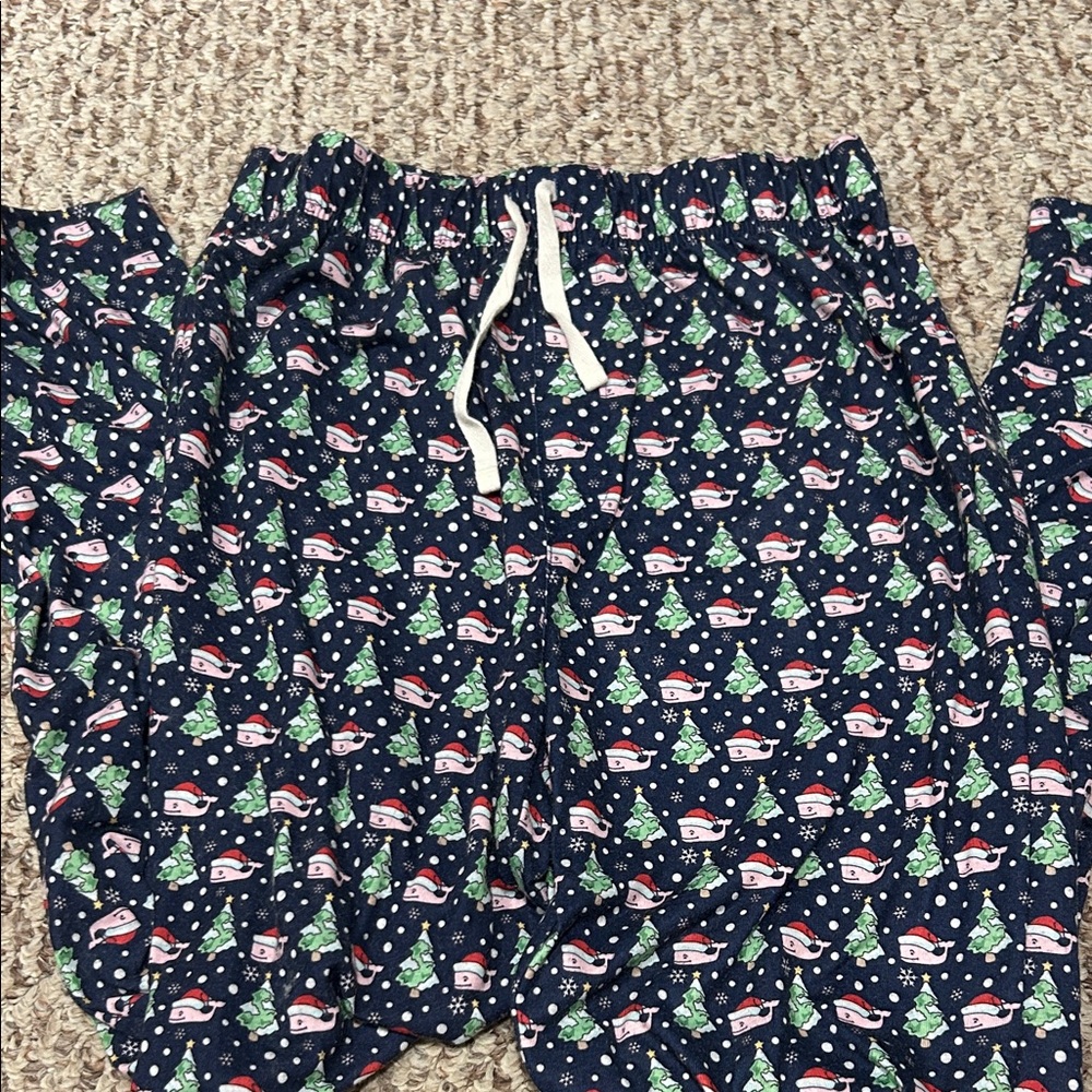 Vineyard Vines Kids Pajama Bottoms - Navy with Holiday Print